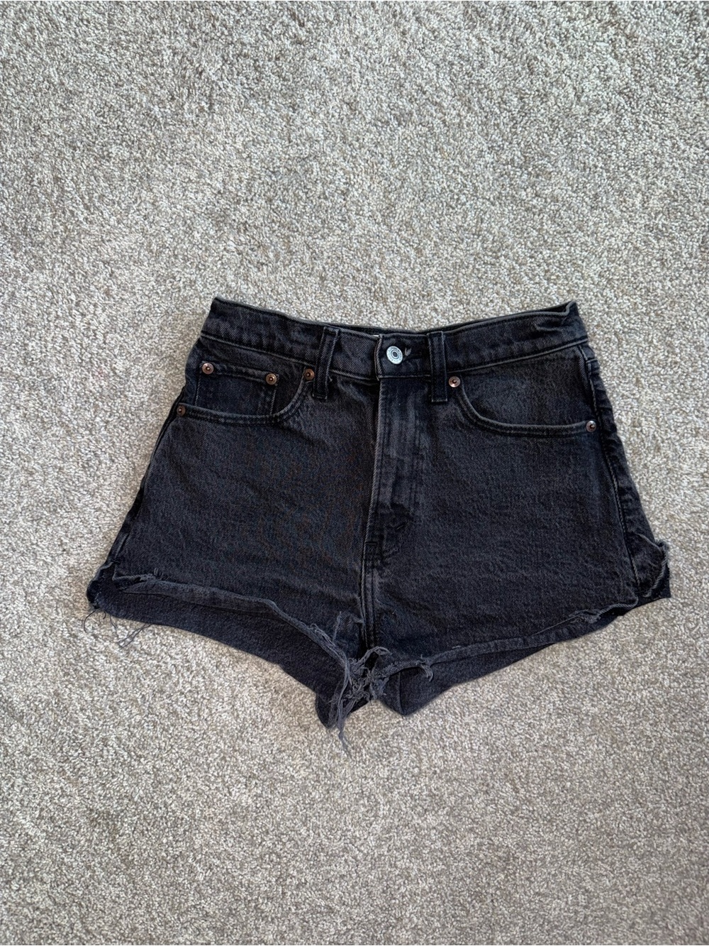 Abercrombie & Fitch Black High-Rise Denim Shorts